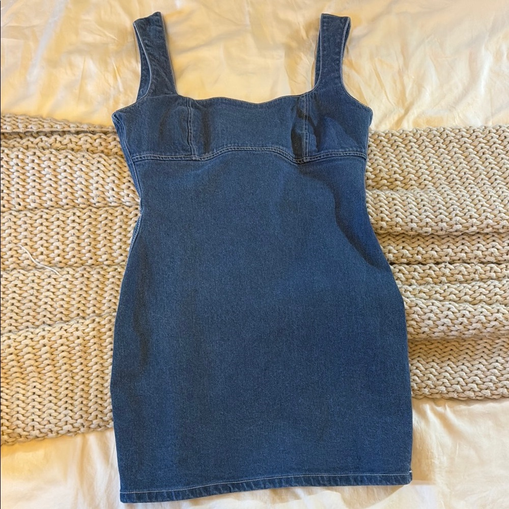 Blue Sleeveless Square Neck Bodycon Mini Dress